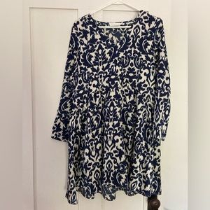 Navy Patterned Polyblend Dress (Simon’s)